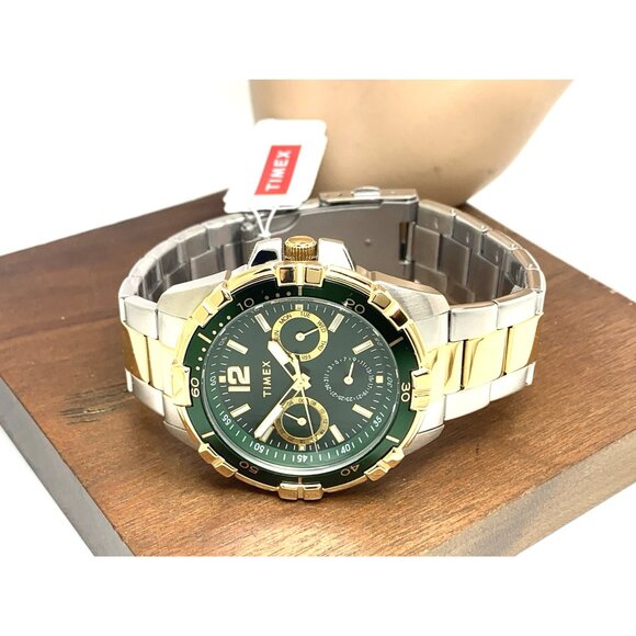Timex Men's Watch TW2V78700 Quartz Green  Dial Two Tone Stainless Steel 45mm - Picture 9 of 15
